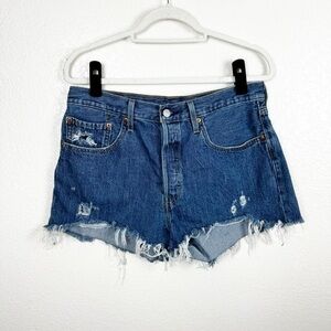 Levi's 501 High Rise Short Dark Wash Denim 100% Cotton Size 31